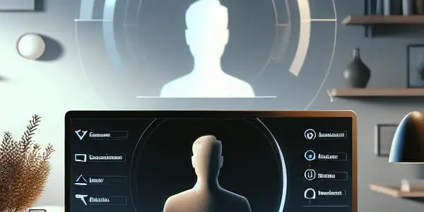 A minimalist workspace featuring a laptop displaying neutral usernames, emphasizing anonymity and professionalism in the adult film community.