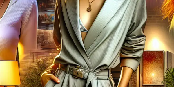 A glamorous lounge scene featuring iconic adult film stars exuding confidence and allure in stylish outfits.